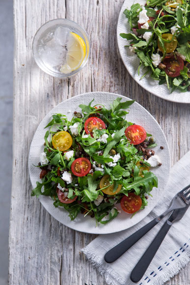 Puy Lentil, Tomato, Caper, Goats cheese & Rocket Salad