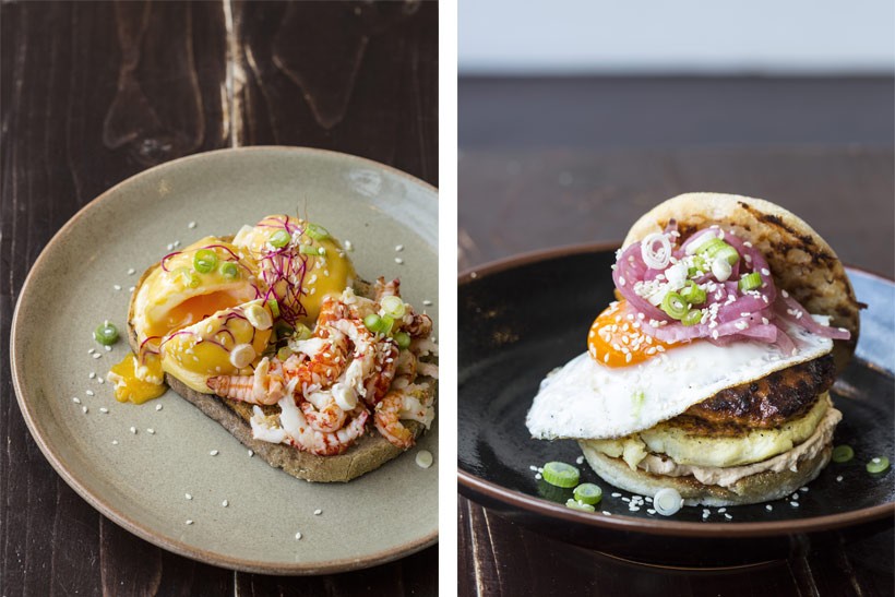 Lamb-Burger-and-Poached-Egg-&-Crayfish